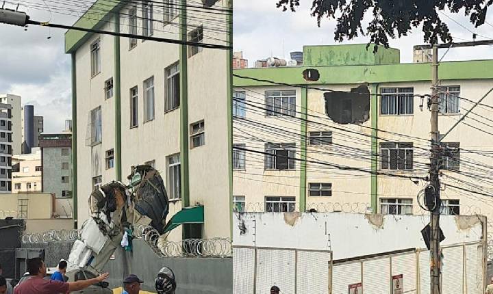 Avião de pequeno porte cai e atinge prédio em Belo Horizonte