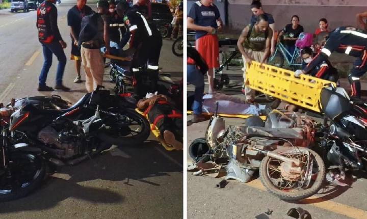 Colisão envolvendo duas motos deixa homem em estado grave