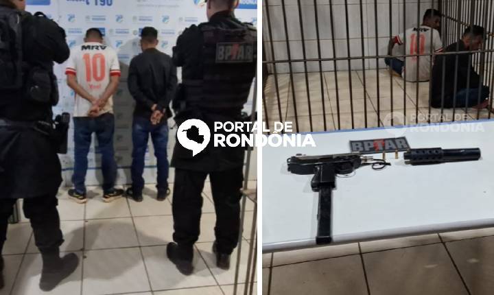Dois suspeitos são presos pelo BPTAR com submetralhadora na zona leste