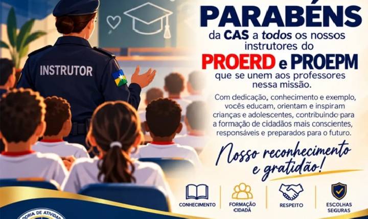 PM – CAS saúda professores e instrutores da corporação