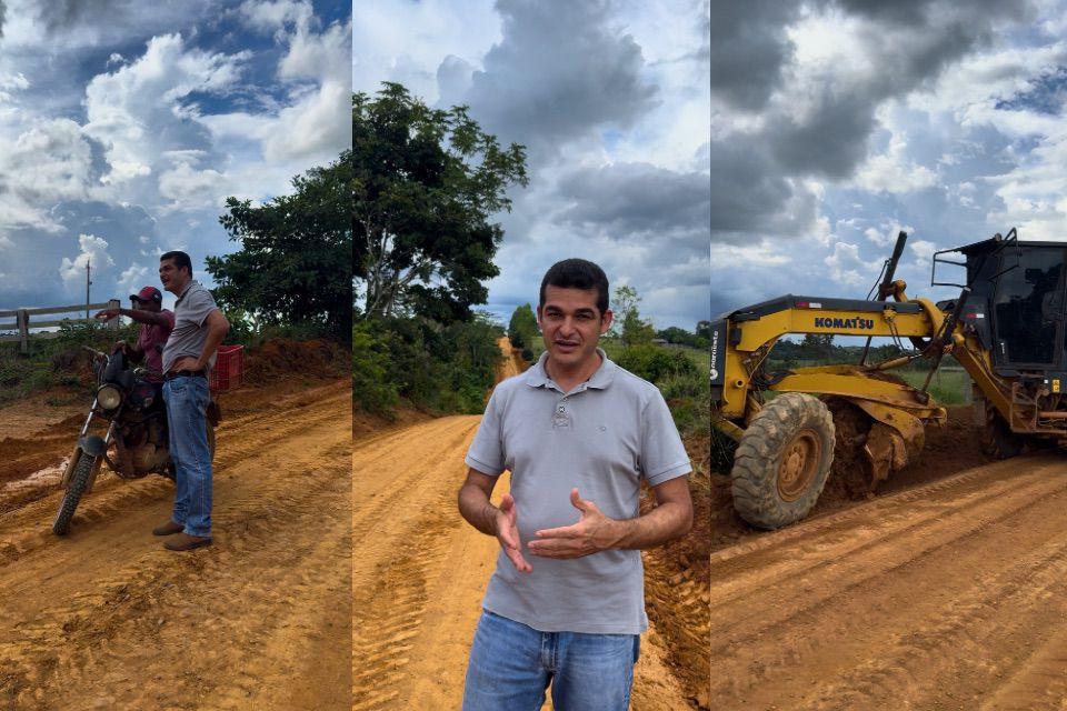 Recuperação de estradas avança em União Bandeirantes com acompanhamento do vereador Adalto de Bandeirantes