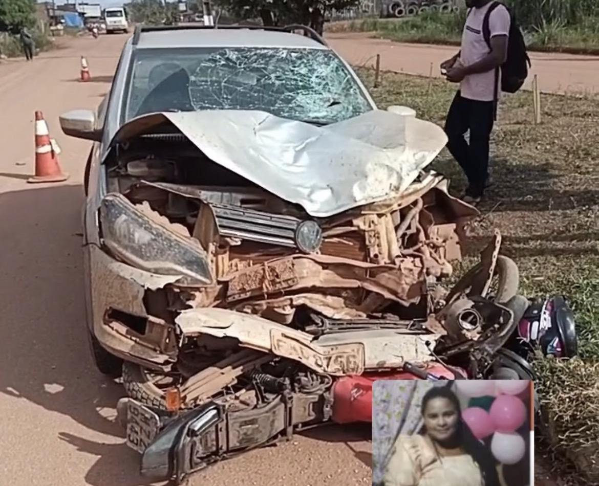 Mulher morre em acidente envolvendo carro e moto