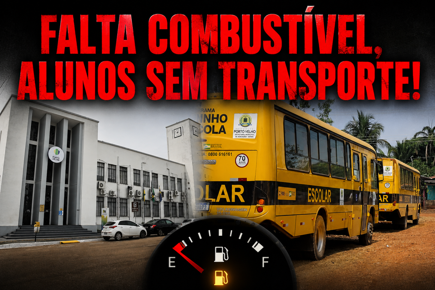Pais de alunos denunciam falta de combustível para transporte escolar em União Bandeirantes e ameaçam protestos
