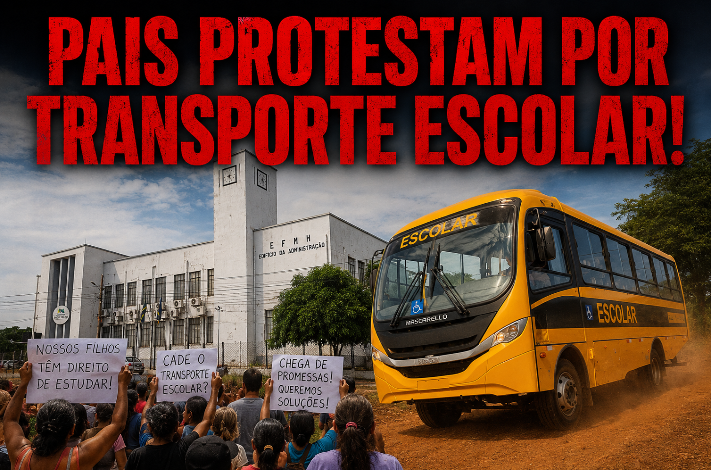 Pais de alunos protestam por transporte escolar e denunciam prejuízo ao ano letivo em União Bandeirantes