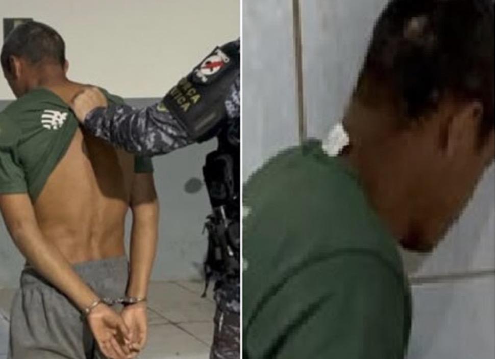Homem e espancando pela população e preso suspeito de abusar de criança